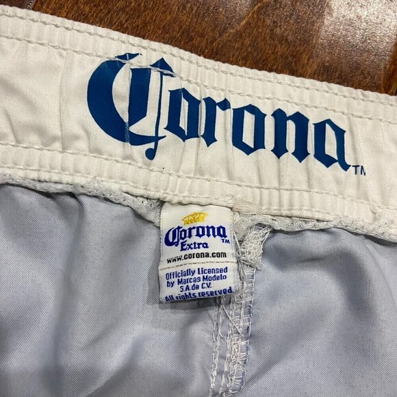 Corona Cerveza Swimming Board Trunks Shorts Blue White Men's Size Extra Large - Picture 8 of 8